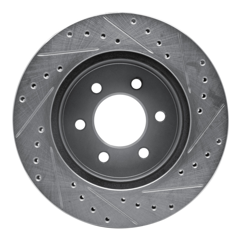 Dodge Dakota Brake Rotor (1) - Front Left - R1 Concepts - Drilled & Slotted - Silver - `97-`02